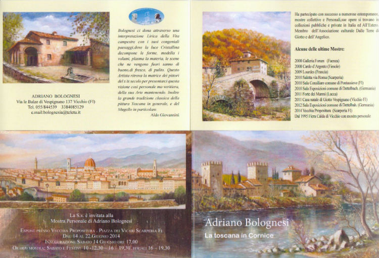 Adriano Bolognesi espone a Scarperia. Inaugurazione sabato 14