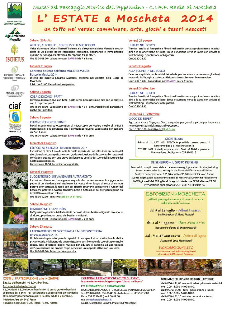 L'estate a Moscheta. Tutti gli eventi del 2014, info...