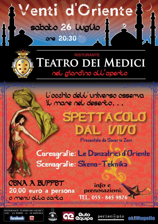 'Venti d'Oriente' al Teatro dei Medici. Sabato 26 serata da non perdere