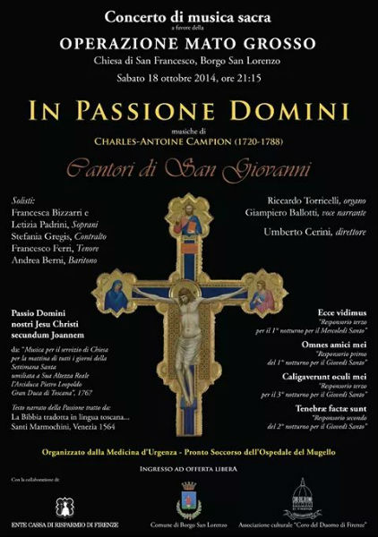 Borgo, 'Passione Domini'. Concerto in San Francesco per Mato Grosso