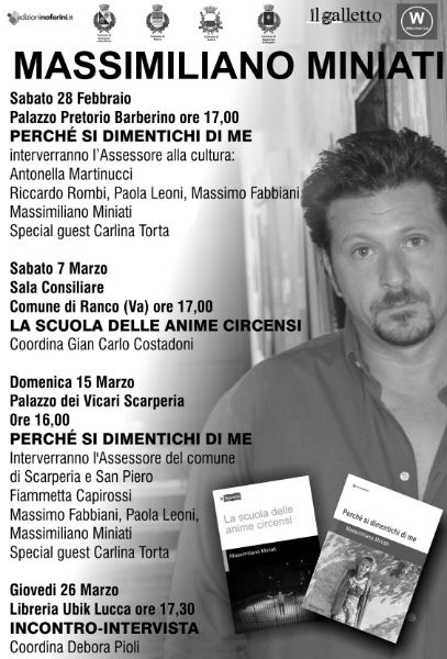 Tre presentazioni per i libri di Miniati. Gli appuntamenti...