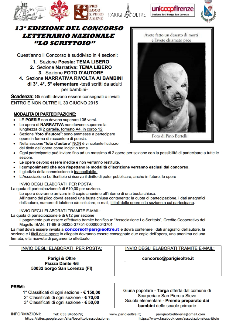 Al via la 13esima edizione del Concorso Lo Scrittoio