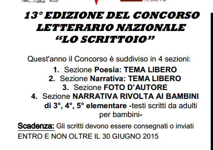 Al via la 13esima edizione del Concorso Lo Scrittoio