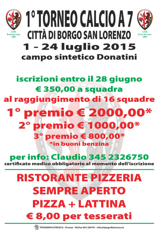 Calcio a 7. Torneo a Borgo, info e iscrizioni