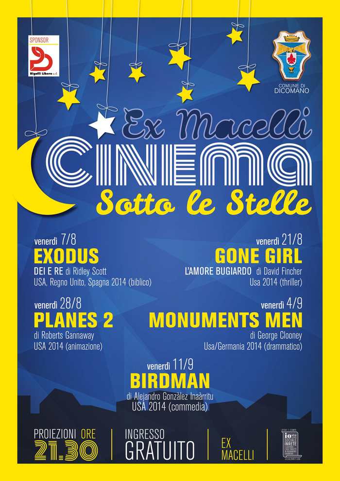 Cinema sotto le stelle a Dicomano. Date e titoli