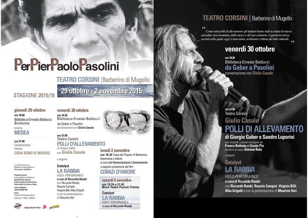 Teatro Corsini: al via con Pasolini la nuova stagione