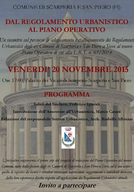 Scarperia, San Piero & il governo del territorio. Se ne parla il 20 novembre