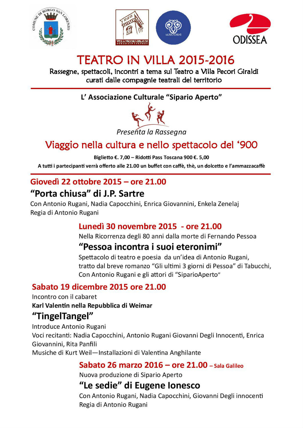 Teatro in Villa. Rassegna e incontri a Villa Pecori Giraldi