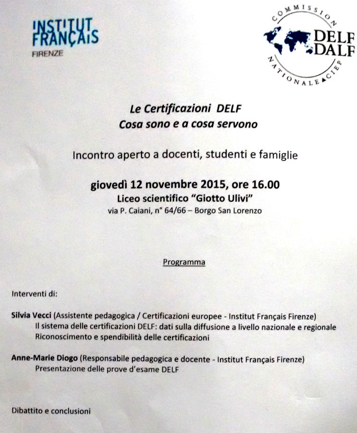 Sai il francese? Conosci le certificazioni? Incontro al Giotto Ulivi