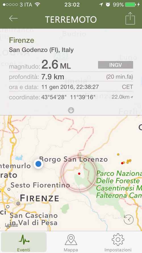 Terremoto. Scossa a San Godenzo