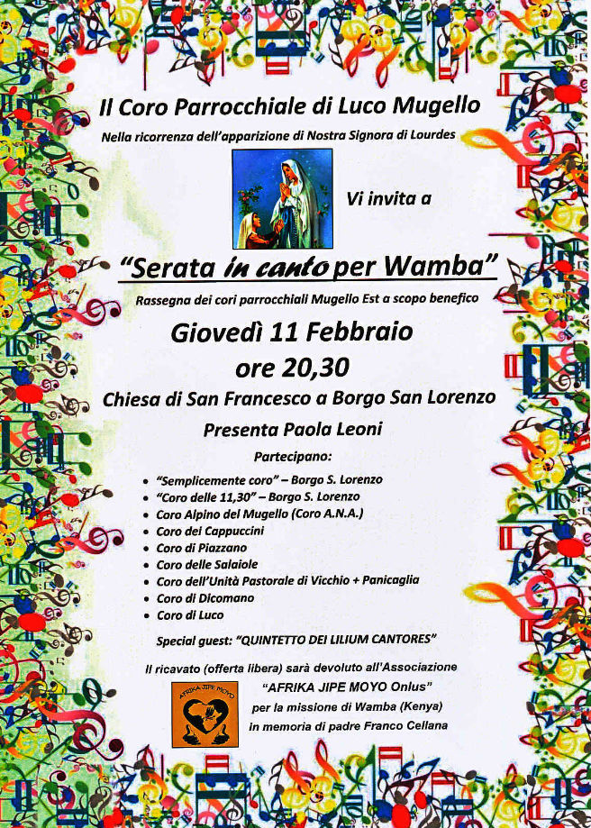 Dieci corali in San Francesco per la missione Wamba