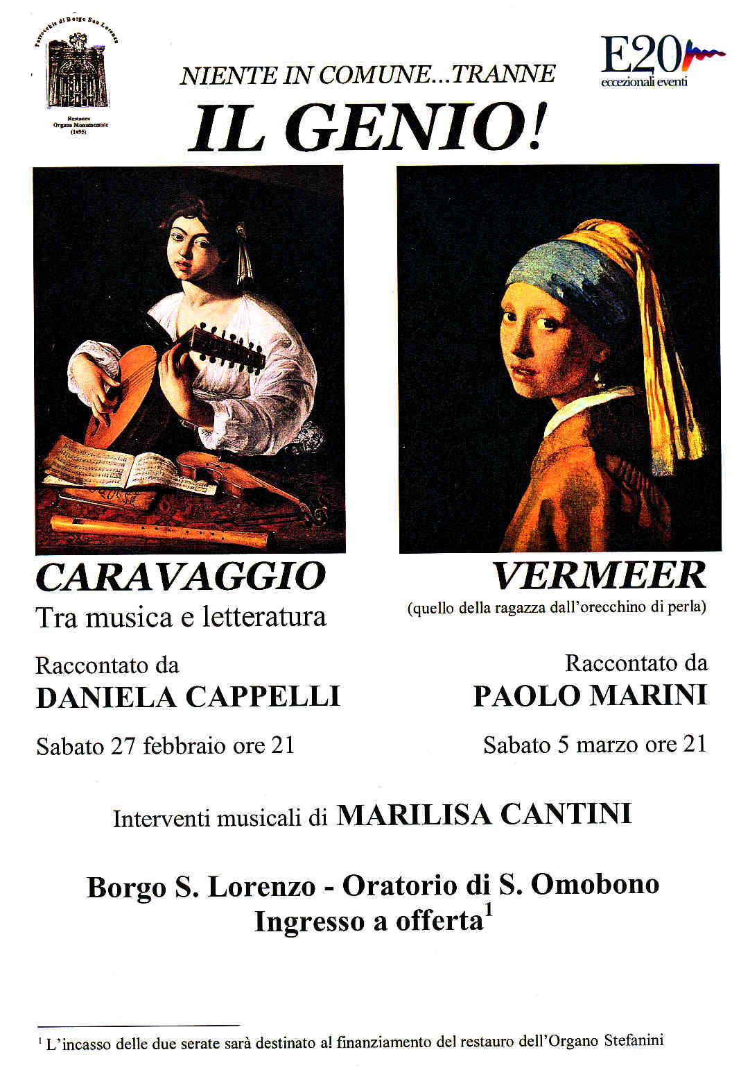 Caravaggio e Vermeer per l’ Organo Stefanini