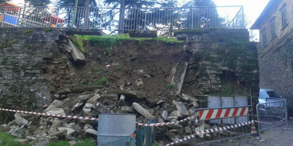 Marradi e il muro della Concia: franato da un anno. Forza Italia: La situazione peggiora