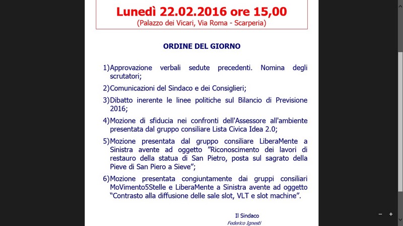 Mozione di sfiducia per Marco Recati. Lunedì il Consiglio