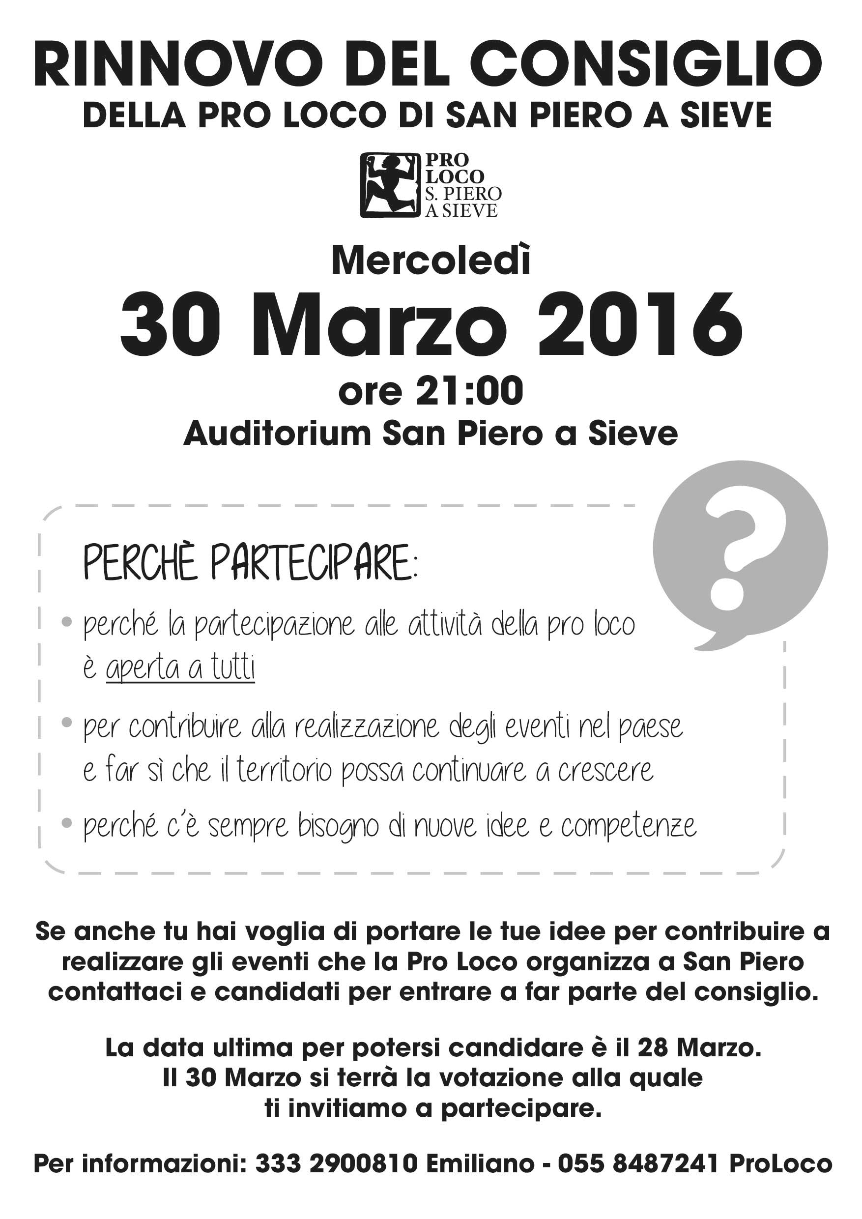 Mercoledì 30 Marzo. La Pro Loco si rinnova