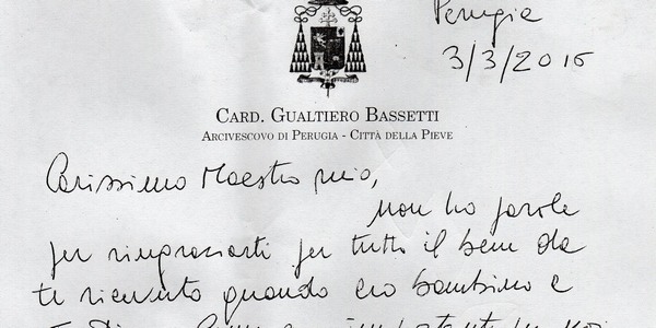 Il Cardinale Bassetti scrive al suo vecchio maestro. Di Marradi
