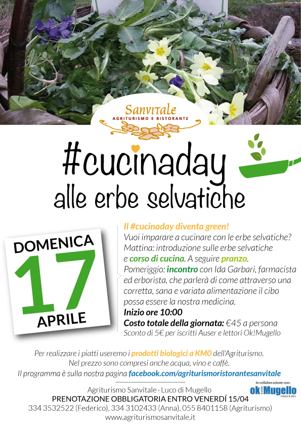 Torna il #Cucinaday alle erbe selvatiche a Sanvitale