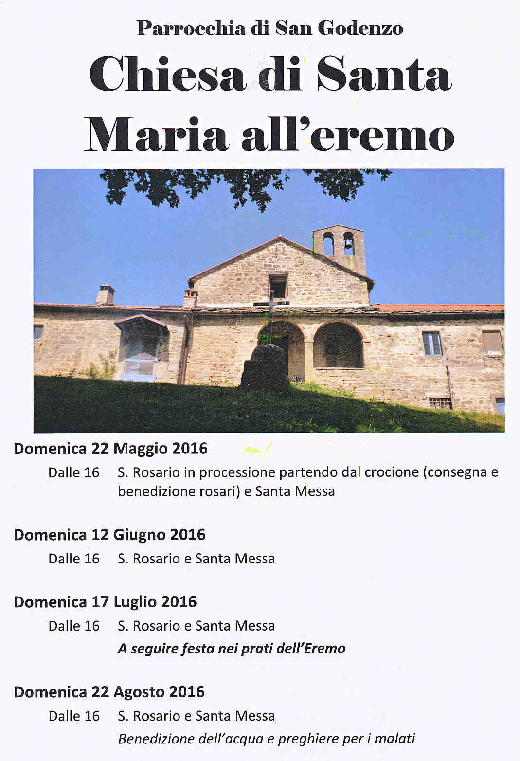 Feste a Santa Maria all’ Eremo. Info