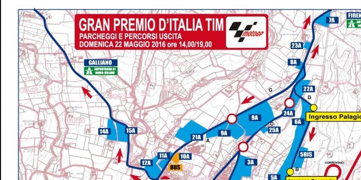 Motomondiale. La mappa con gli ingressi e le info per i parcheggi