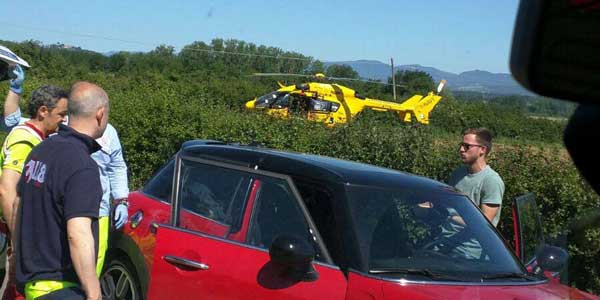 Grave incidente tra Borgo e San Piero. Interviene il pegaso