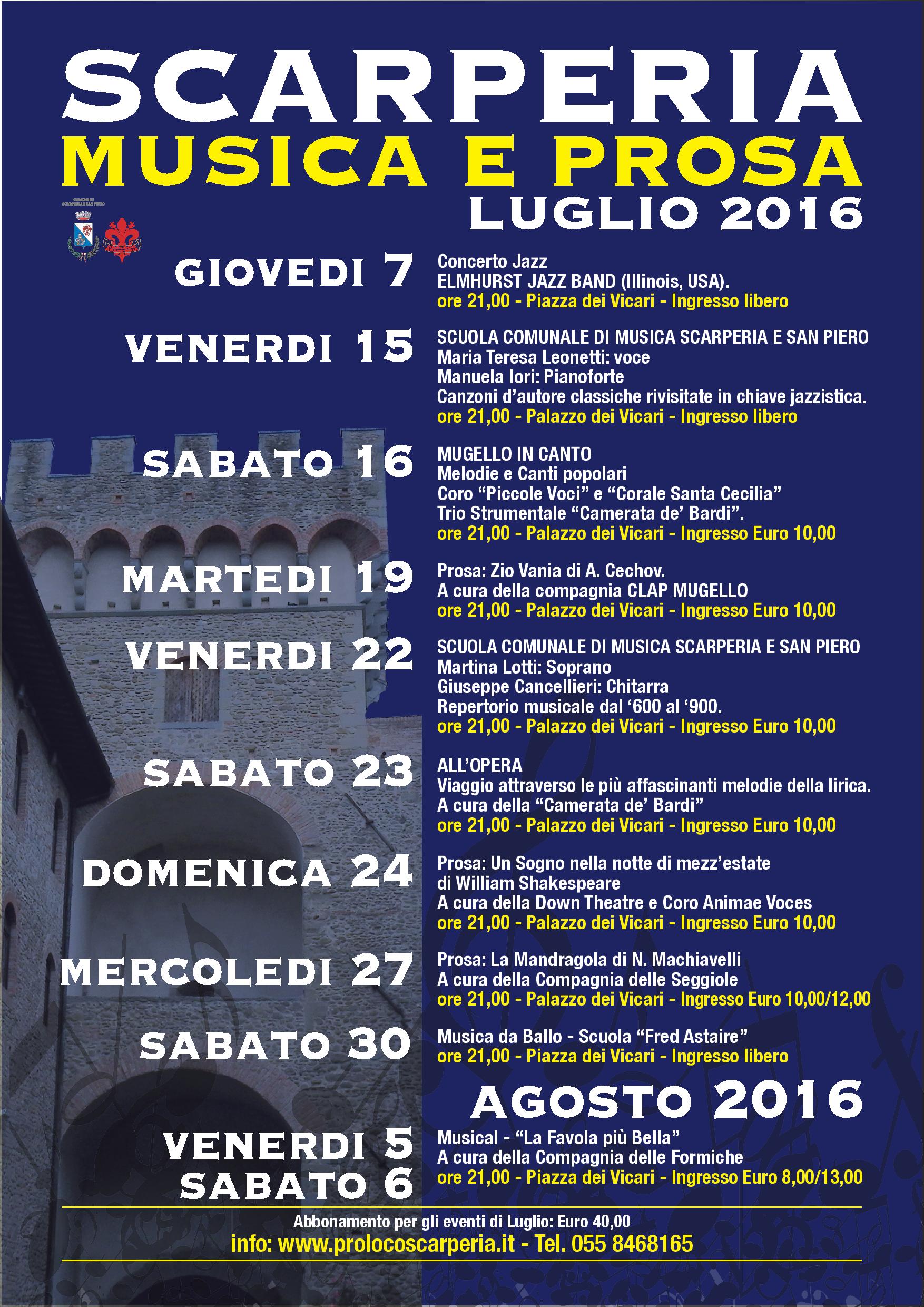 Scarperia. Dieci appuntamenti fra musica e prosa