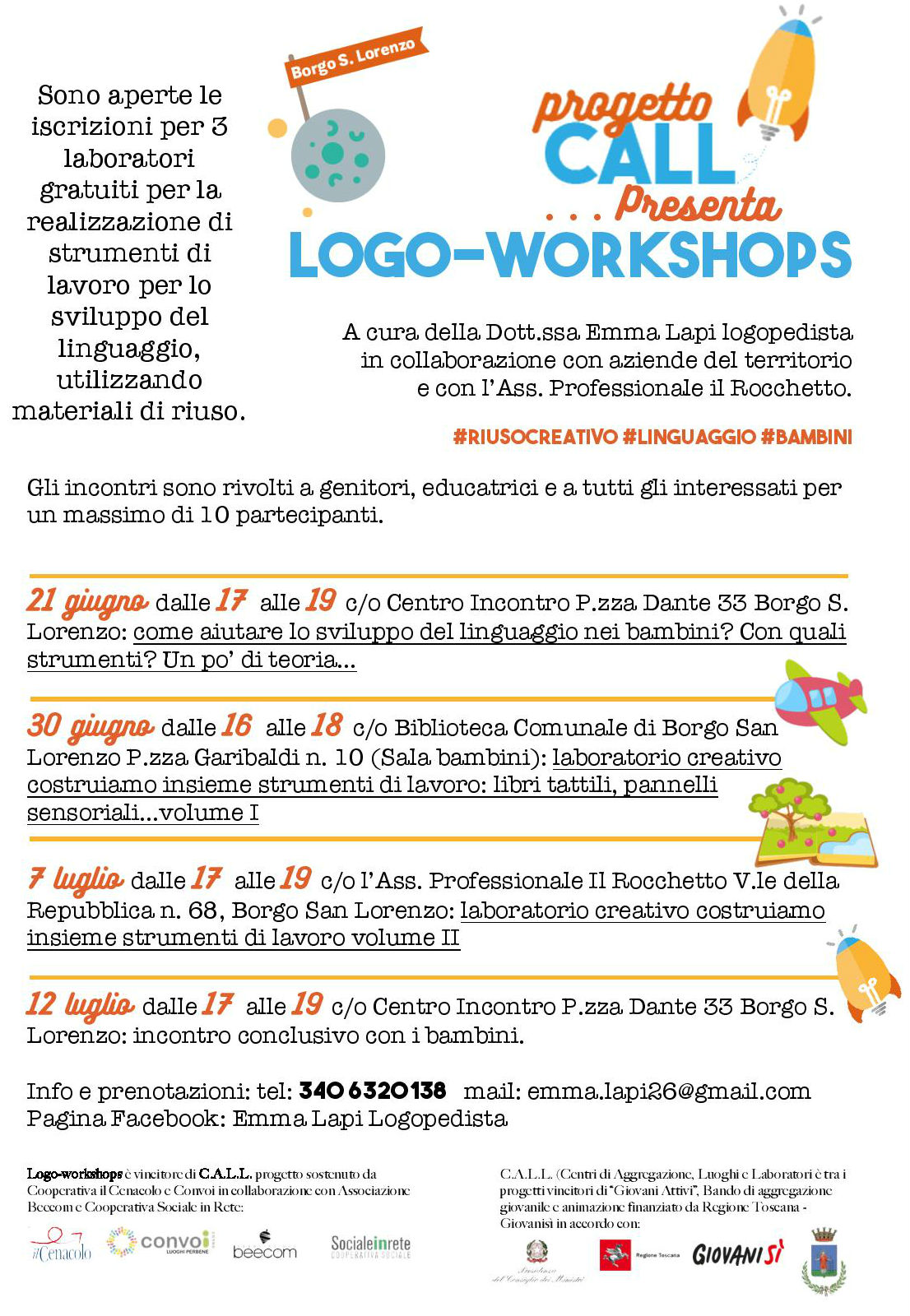 Al via le prime tre iniziative del progetto C.A.L.L.