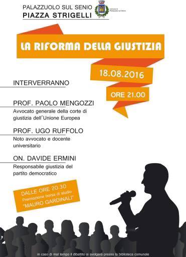 Giovedì 18. Palazzuolo discute La riforma della Giustizia
