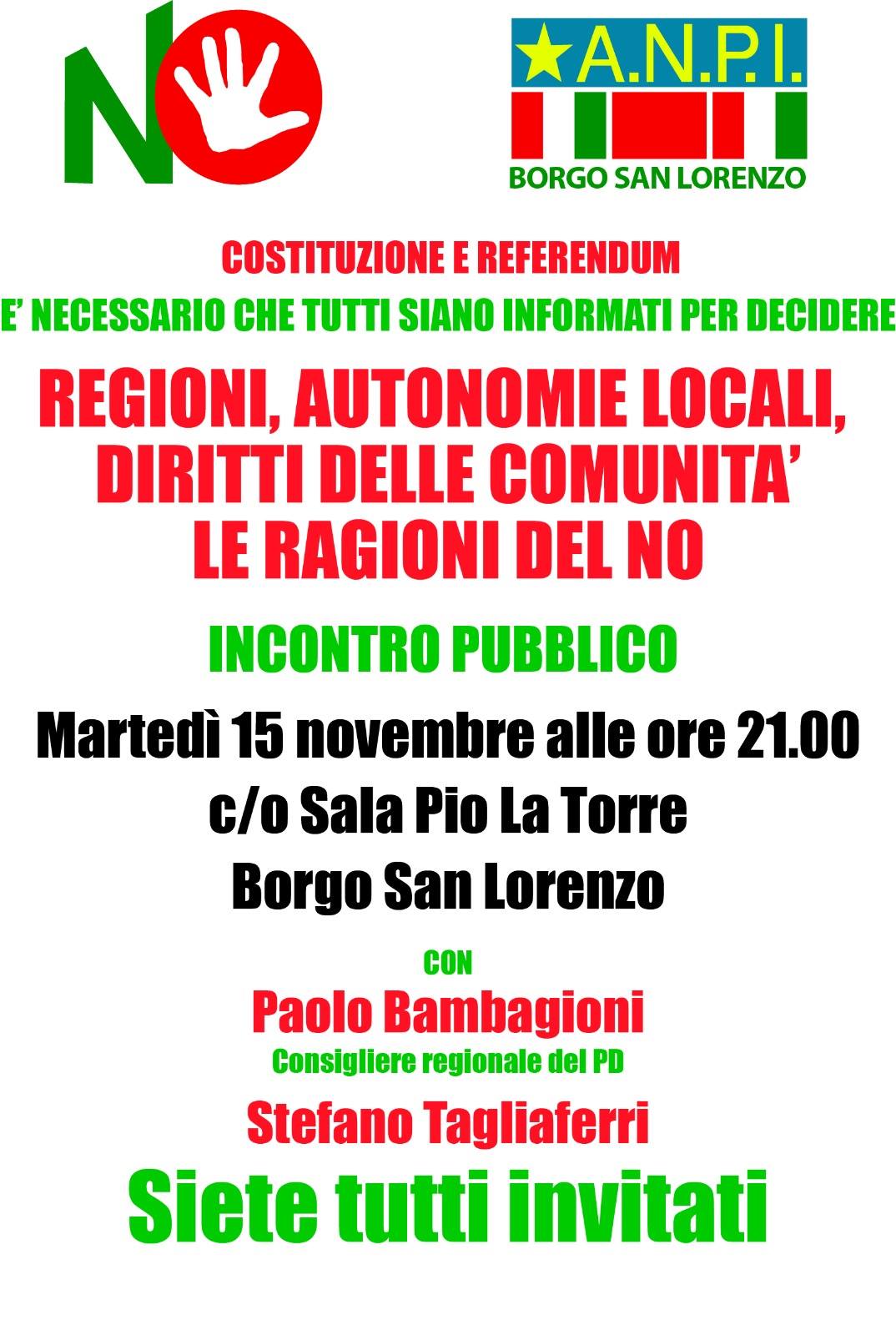 Bambagioni per le Ragioni del NO a Borgo