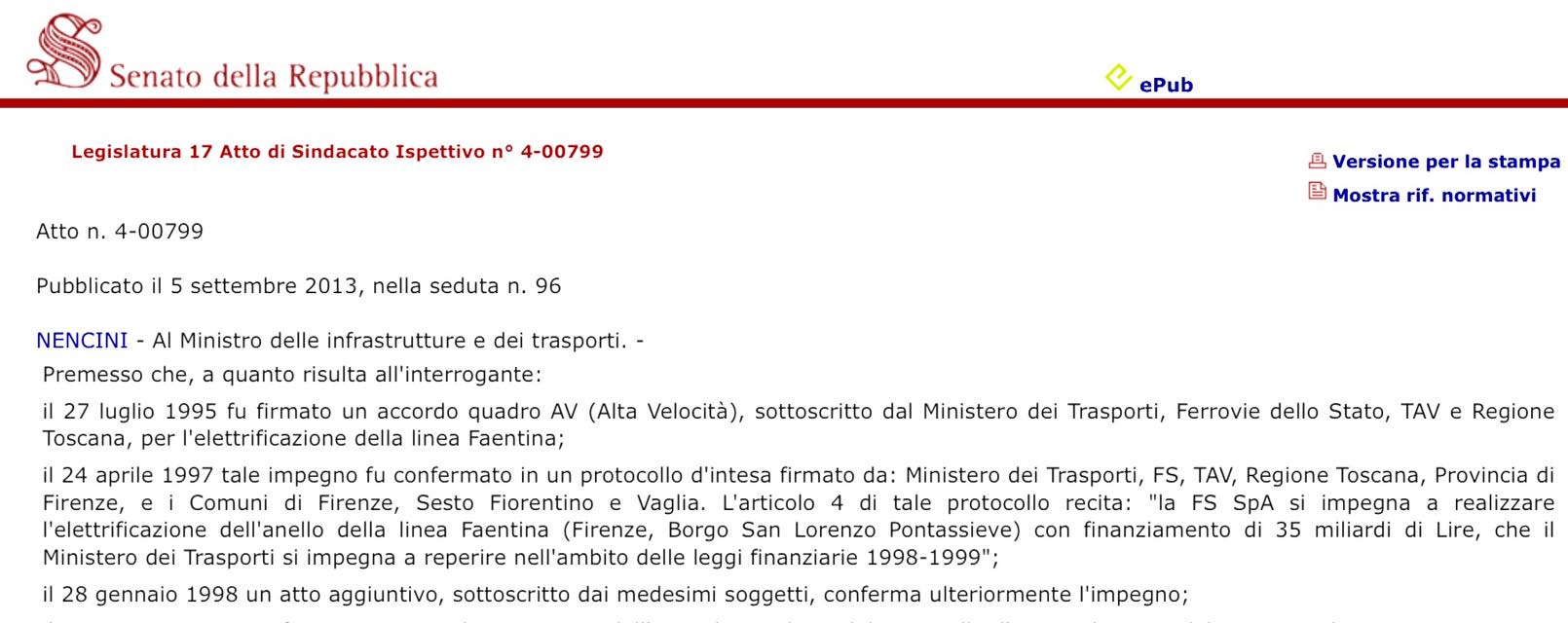 La Fentina, Pontassieve e l'elettrificazione. Si parlava di anello già nel 1997