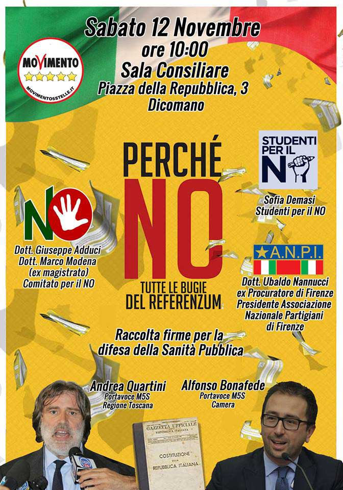 Perchè NO al Referendum. Se ne parla a Dicomano