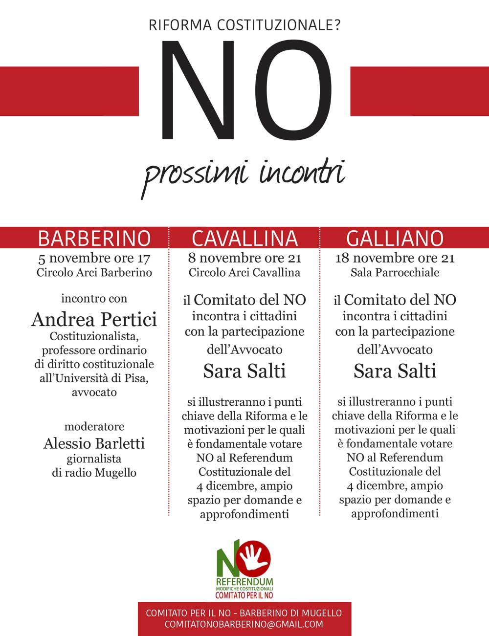 Incontri a favore del NO a Barberino e frazioni