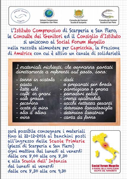 Anche Scuole e Consulte per Capricchia. Solidarietà da Scarperia e San Piero e dal Mugello
