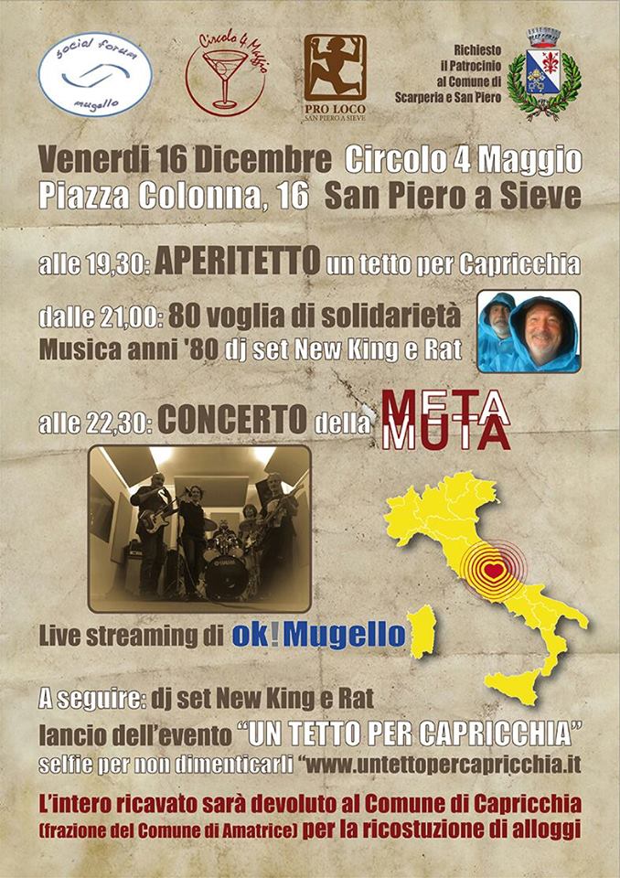 Un aperitetto in solidarietà per Capricchia al Circolo Arci a San Piero