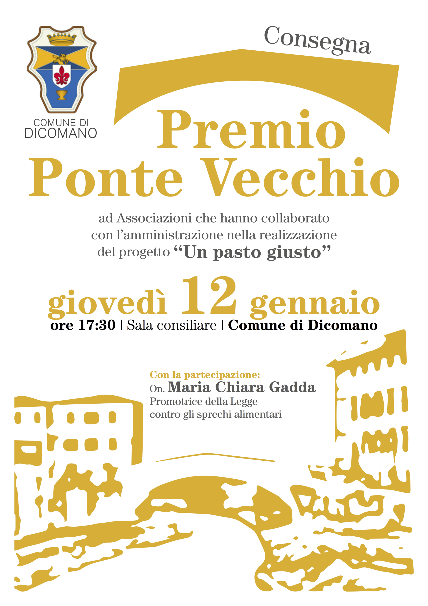 Torna il premio Ponte Vecchio a Dicomano. Alle associazioni di Un pasto giusto