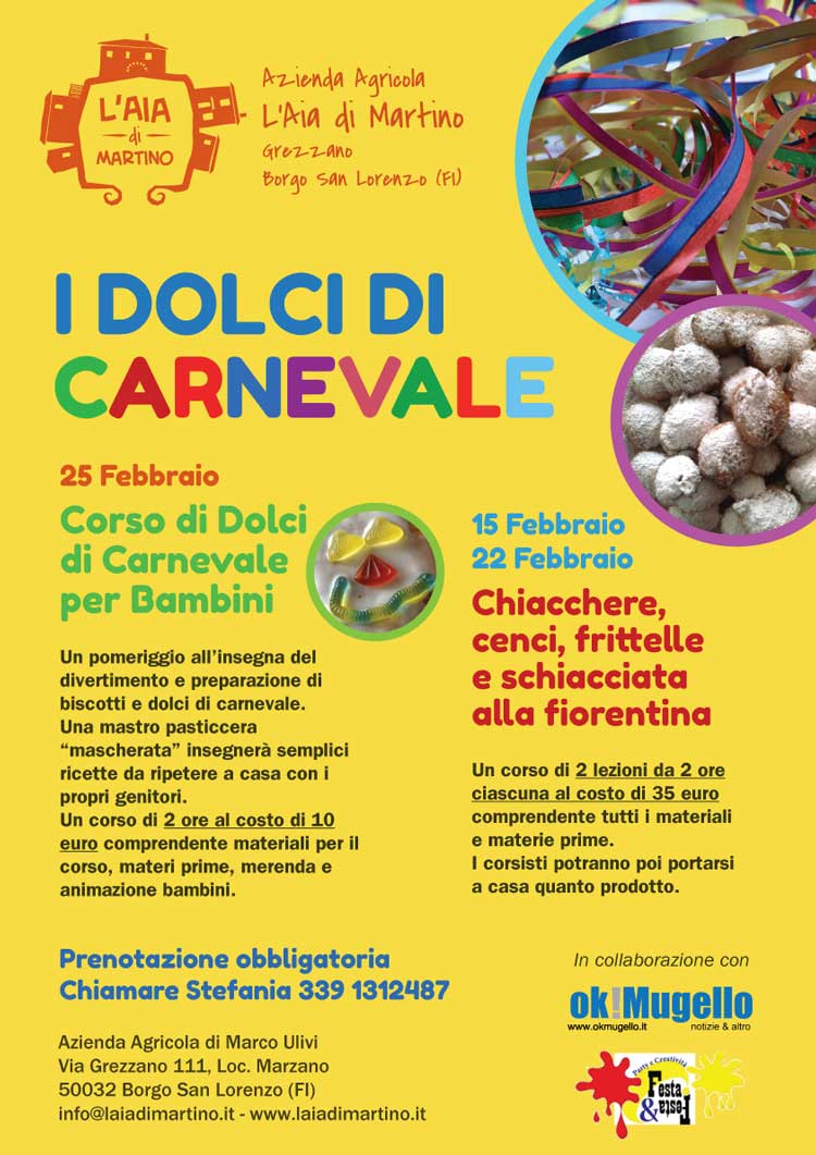 I Dolci di Carnevale all'Aia di Martino. Un corso per imparare a cucinare e divertirsi