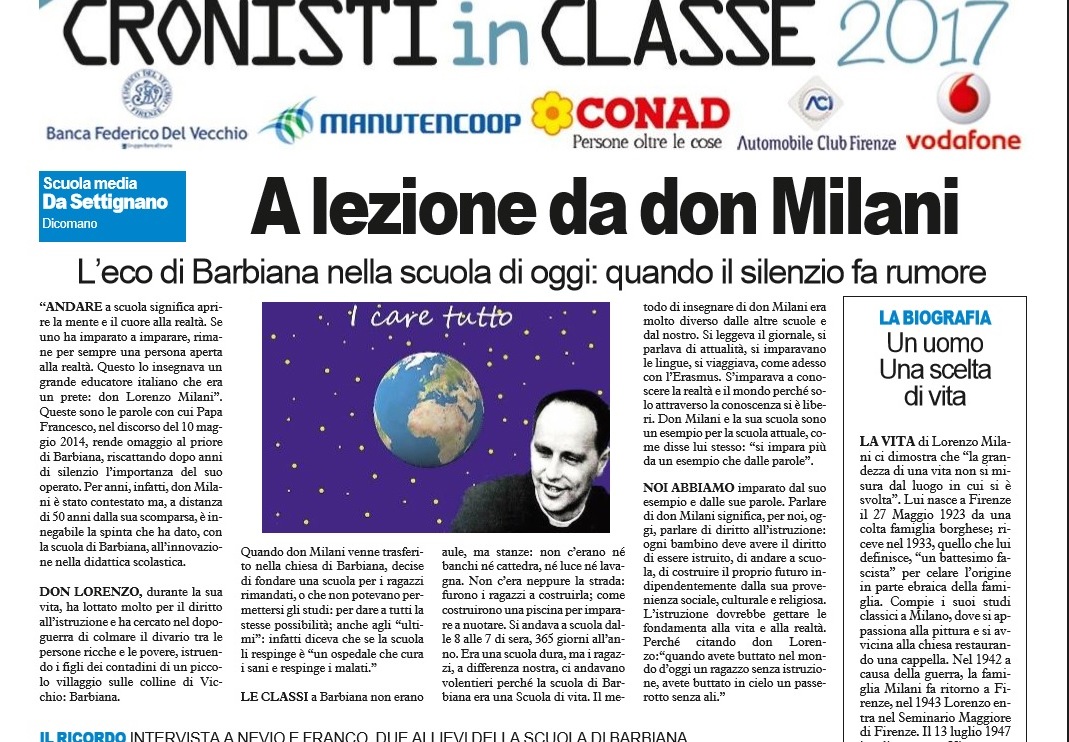 Campionato di giornalismo. Tocca a Dicomano, con Don Milani