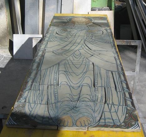 Restauro della tomba di Leto Chini: fase 2, in laboratorio