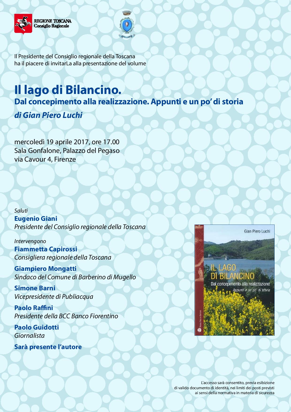 Libri in redazione. "" Il Lago di Bilancino "" di Gian Piero Luchi