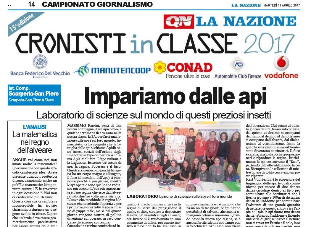 Campionato di giornalismo. Tocca a Scarperia e San Piero. I ragazzi in redazione