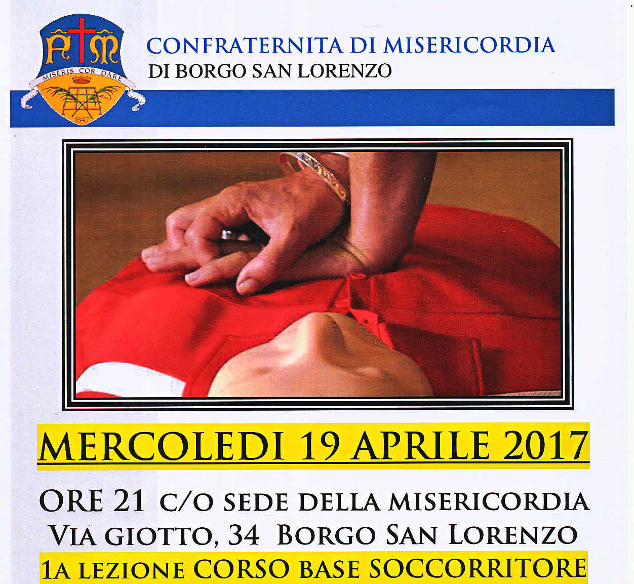 Corso per soccorritore alla Misericordia di Borgo San Lorenzo