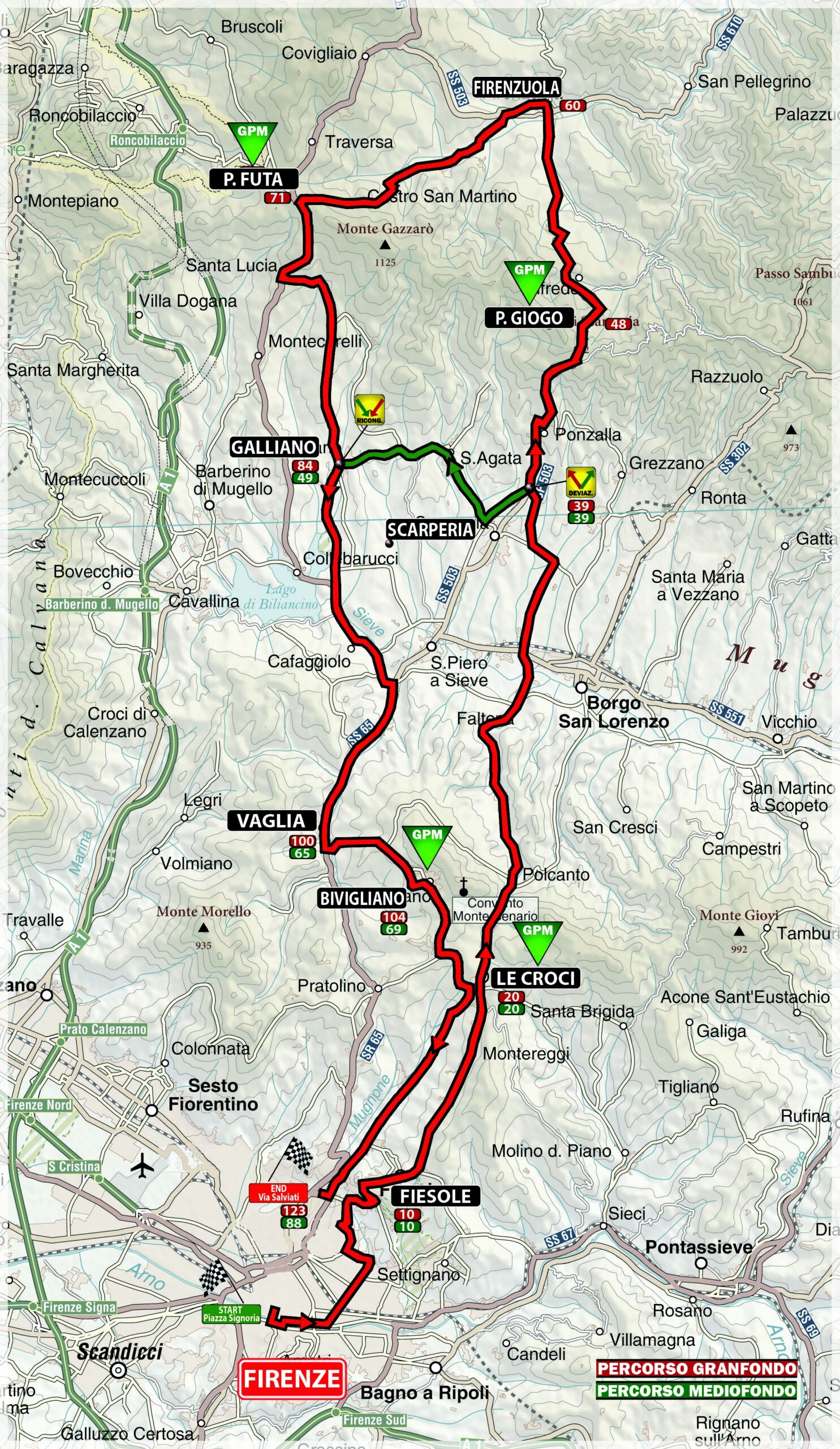 Domenica la Granfondo passa dal Mugello. Strade, chiusure e info
