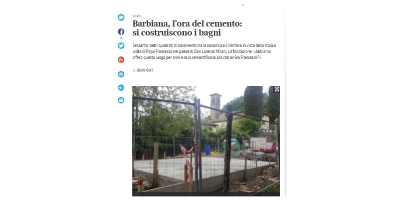 Barbiana, arriva il cemento. Bagni e docce 'proprio vicino al quercione'