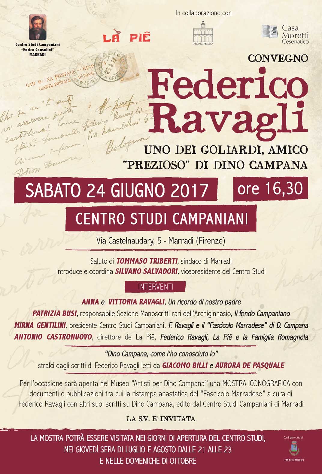 Marradi. Convegno in ricordo di Federico Ravagli, amico prezioso di Dino Campana