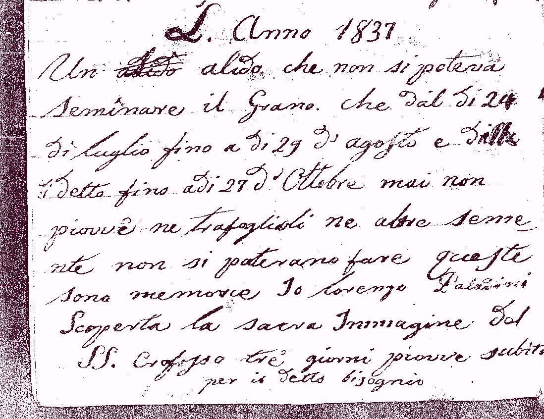 Il caldo, la siccità e... la famiglia Paladini. Memorie storiche di Borgo