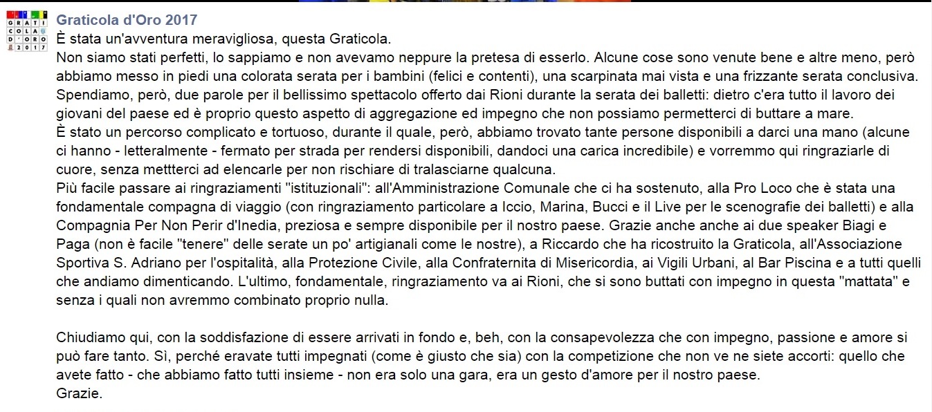 graticola 2017 organizzatori