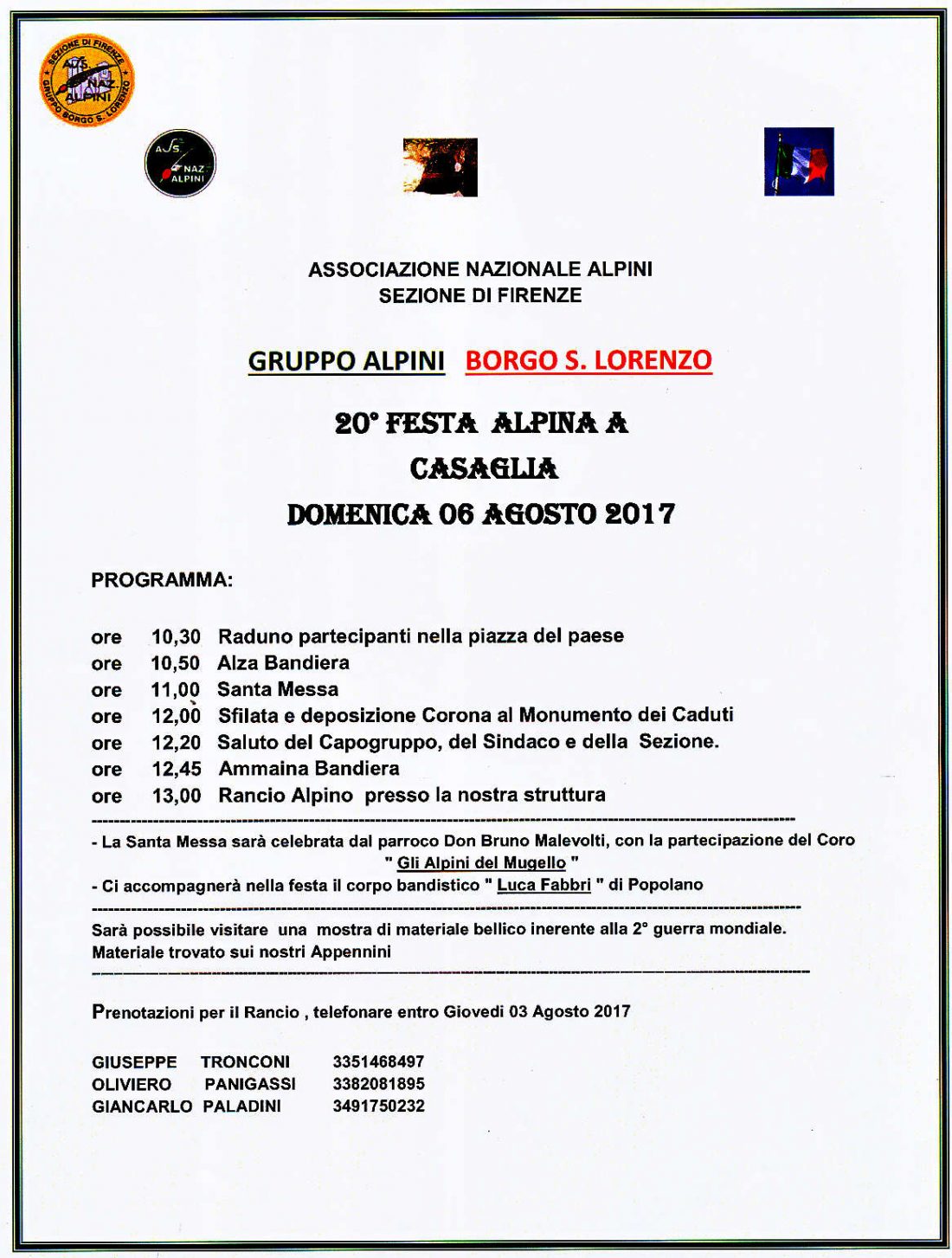 A Casaglia la ventesima edizione della Festa Alpina