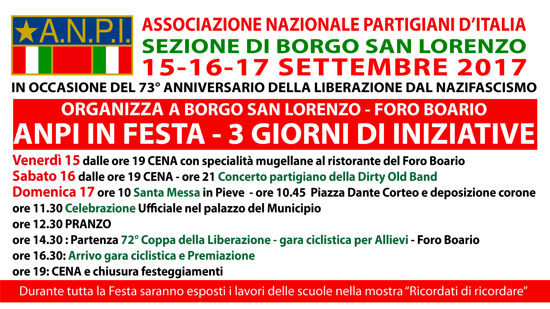 73° Anniversario della Liberazione di Borgo San Lorenzo e 72a Corsa della Liberazione