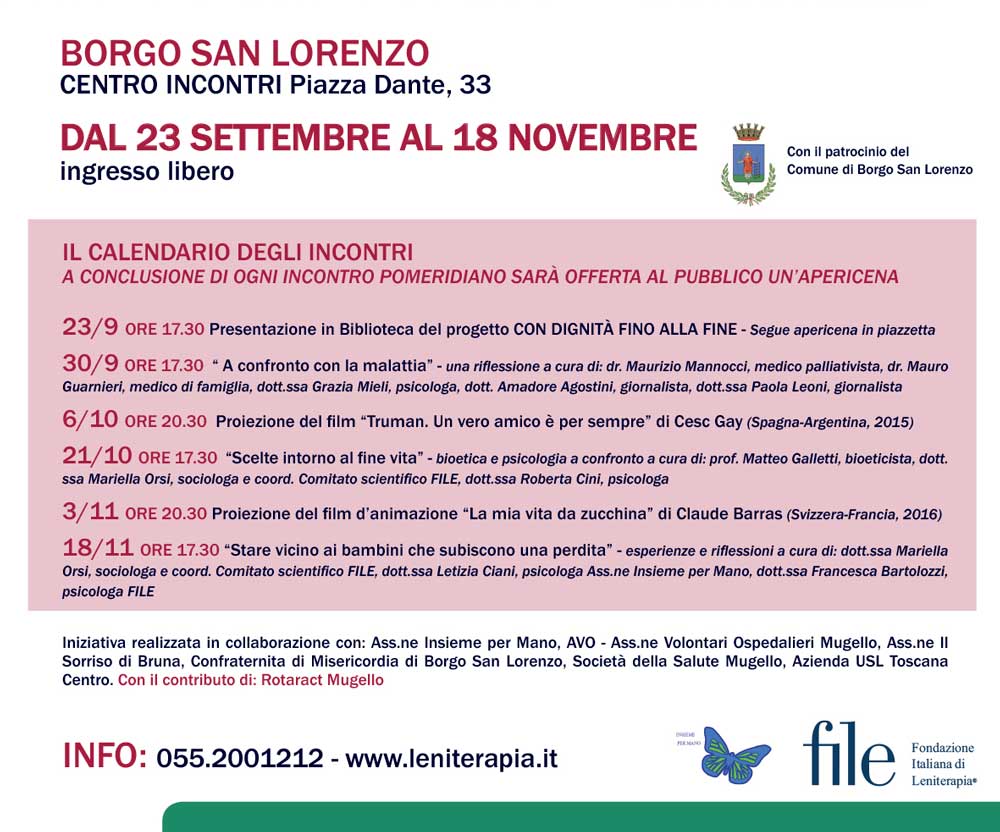 Con dignità fino alla fine il calendario degli appuntamenti