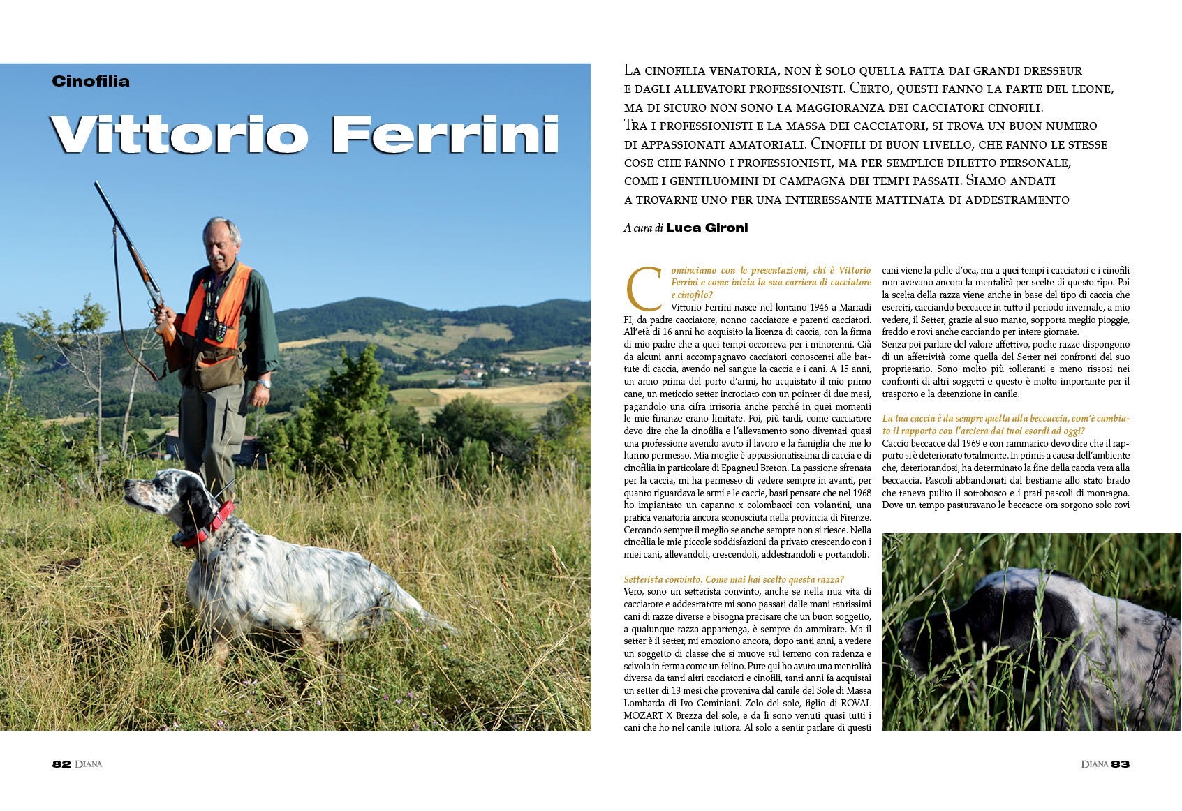 Cacciatori mugellani. Articolo di Diana sul borghigiano Vittorio Ferrini