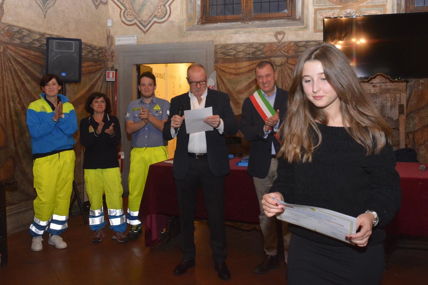 Scarperia. Palazzo de Vicari, consegna attestati corsi della Misericordia